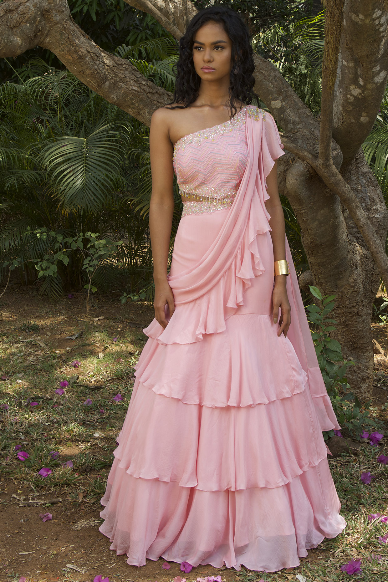 Buy Fashionable Black color Designer Printed Gown With Dupatta | Lehenga- Saree